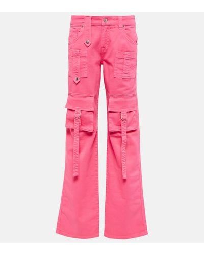 Blumarine Low-rise Denim Cargo Pants - Pink