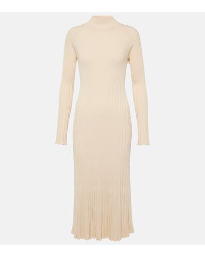 Proenza Schouler Carmen Ribbed-knit High-neck Midi Dress - Natural