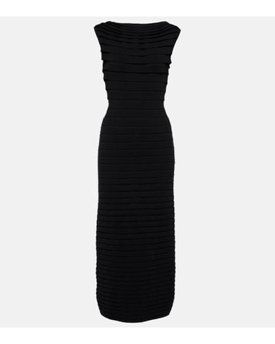 Alaïa Striped Midi Dress - Black