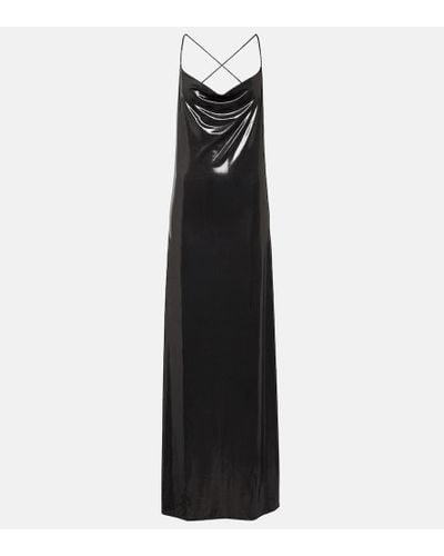 Saint Laurent Vestido largo de cuello holgado - Negro