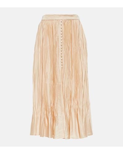 Jonathan Simkhai Pleated Midi Skirt - Natural