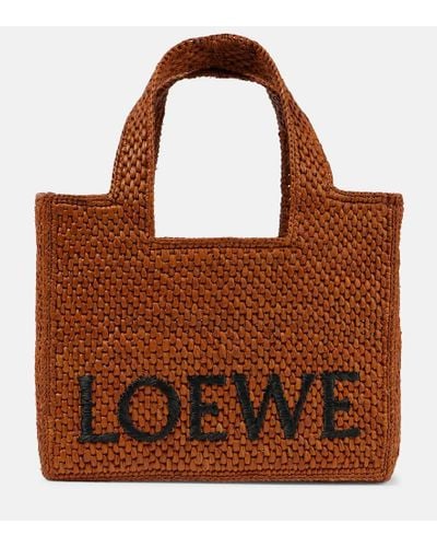 Loewe Paula's Ibiza Font Small Raffia Tote Bag - Brown