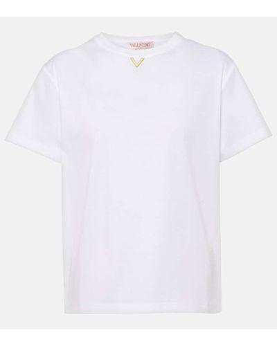 Valentino T-Shirt VGold aus Baumwoll-Jersey - Weiß