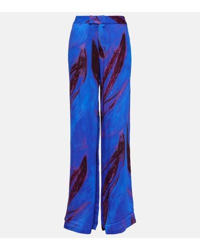 Louisa Ballou Printed Wide-leg Pants - Blue