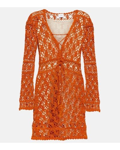 Anna Kosturova Bianca Cotton Crochet Minidress - Orange