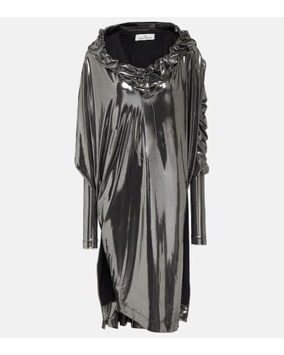 Vivienne Westwood Draped Lame Midi Dress - Gray