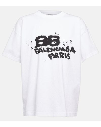 Balenciaga T-shirt oversize in cotone con logo - Bianco