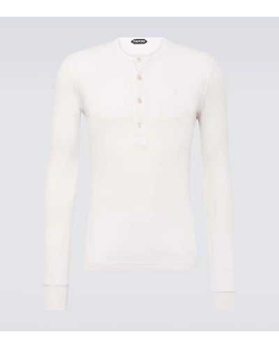 Tom Ford Henley-Hemd aus Jersey - Weiß