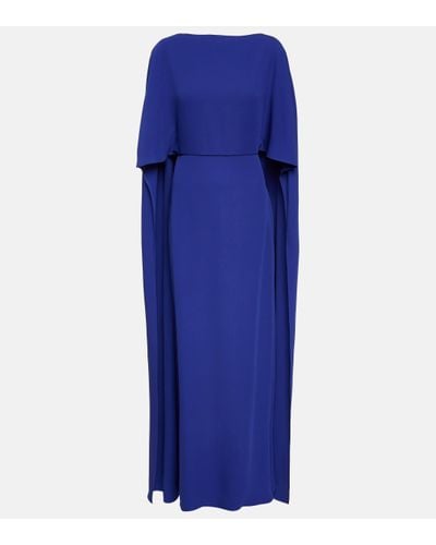 Valentino Caped Silk Gown - Blue