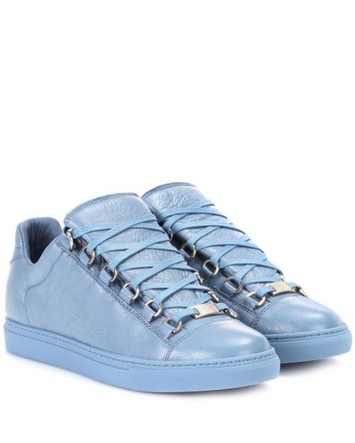 Balenciaga Arena Leather Sneakers in Blue - Lyst