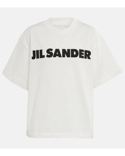 Jil Sander T-shirt in jersey di cotone con logo - Bianco