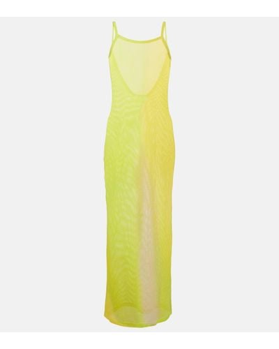 Acne Studios Etika Cotton Mesh Maxi Dress - Yellow