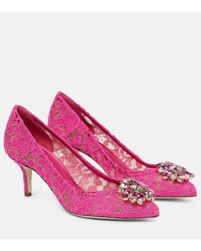Dolce & Gabbana Escarpins Bellucci 60 en dentelle a ornements - Rose