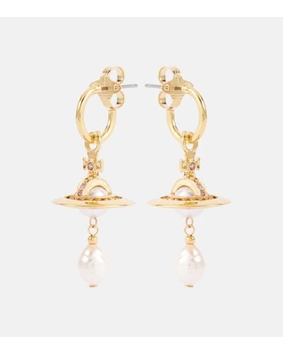Vivienne Westwood Ohrringe Aleksa mit Kristallen und Zierperlen - Weiß