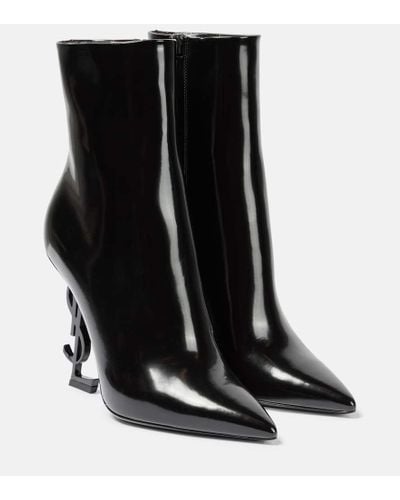 Saint Laurent Sleek Leather Opyum Boots - Black