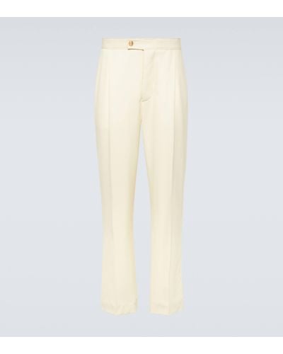 King & Tuckfield Pleated Wool Wide-leg Trousers - White