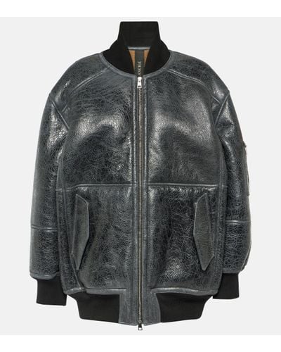 Blancha Shearling And Leather Bomber Jacket - Black