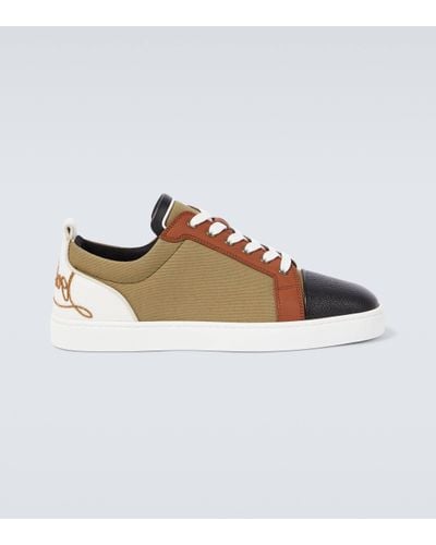 Christian Louboutin Fun Louis Junior Leather And Canvas Trainers - Multicolour