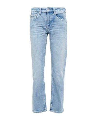 AG Jeans Girlfriend Mid-rise Cropped Jeans - Blue