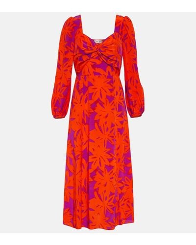 Diane von Furstenberg Vestido midi Evie floral - Rojo