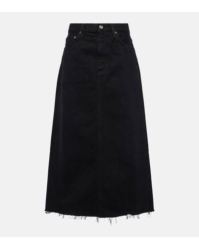 Agolde Della Denim Midi Skirt - Black