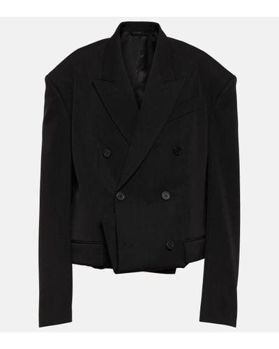 Balenciaga Folded Wool Jacket - Black