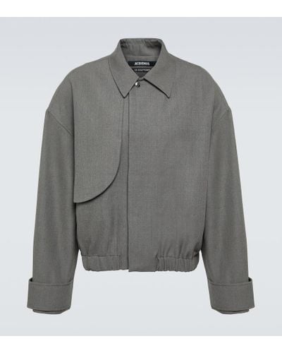 Jacquemus Wool Trench Bomber Jacket - Gray