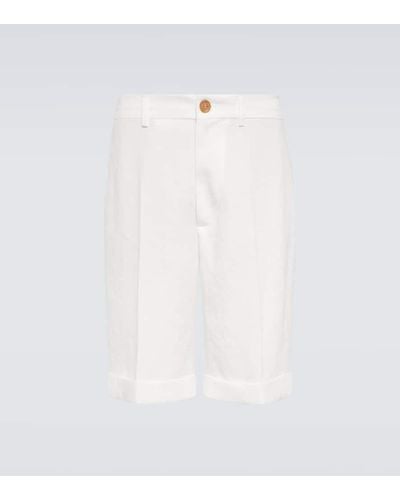 Brunello Cucinelli Mid-Rise Shorts aus Leinen - Weiß