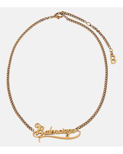 Balenciaga Typo Valentine Chain Necklace - Metallic
