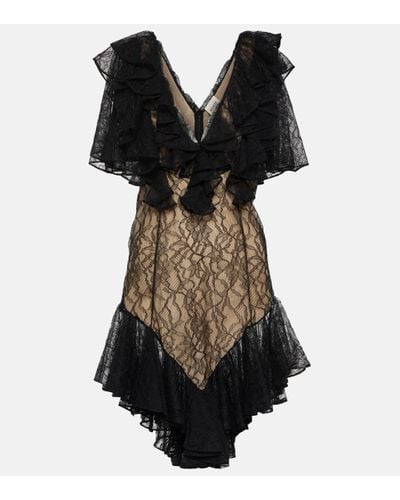 Khaite Eyona Chantilly Lace Minidress - Black
