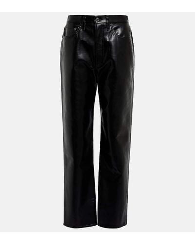 Agolde 90s Pinch Waist Leather-blend Pants - Black