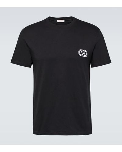 Valentino T-Shirt VLogo aus Baumwoll-Jersey - Schwarz