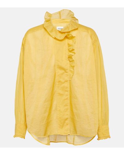 Isabel Marant Pamias Ruffle-trimmed Cotton Voile Top - Yellow
