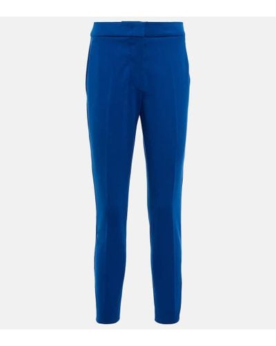 Max Mara Pegno Jersey High-rise Slim Pants - Blue