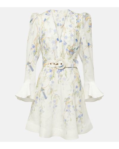 Zimmermann Robe Natura en lin a fleurs - Blanc