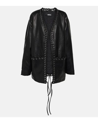 ROTATE BIRGER CHRISTENSEN Lace-up Faux Leather Jacket - Black