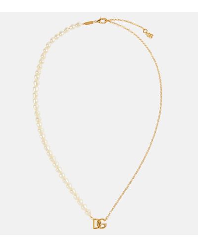 Dolce & Gabbana Collana DG con perle bijoux - Metallizzato
