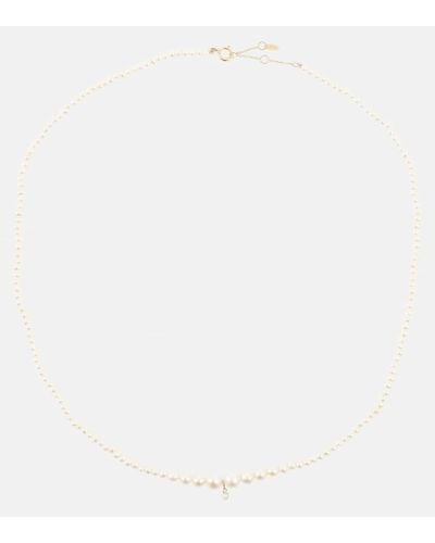 PERSÉE Gradient 18kt Gold Necklace With Diamond And Pearls - White