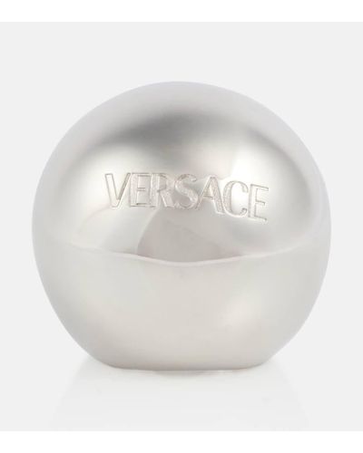 Versace Anello con logo - Bianco