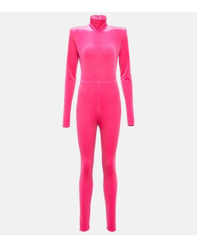 Alexandre Vauthier Turtleneck Velvet Jumpsuit - Pink