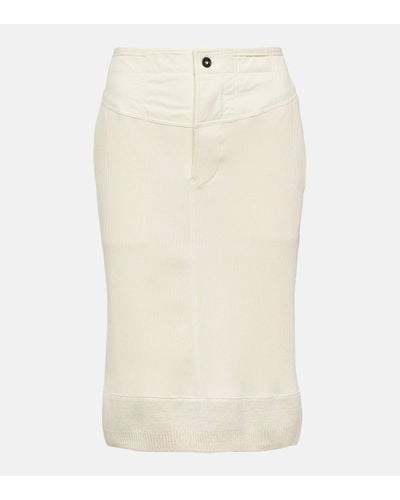 Bottega Veneta Ribbed-knit Cotton Jersey Midi Skirt - Natural