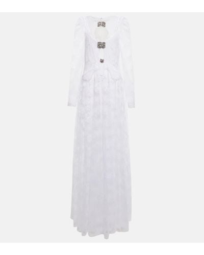 Christopher Kane Embellished Cutout Lace Gown - White