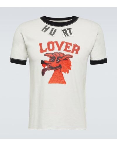 ERL T-shirt Hurt Lover in cotone e lino - Bianco