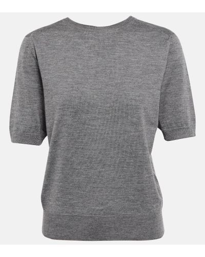 The Row T-Shirt aus Wolle und Seide - Grau