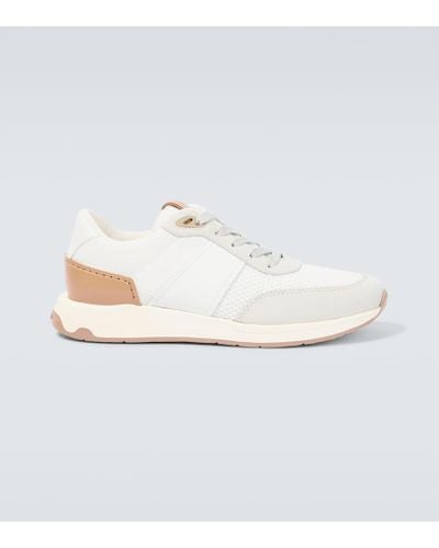 Tod's Zapatillas de ante, malla y piel - Blanco