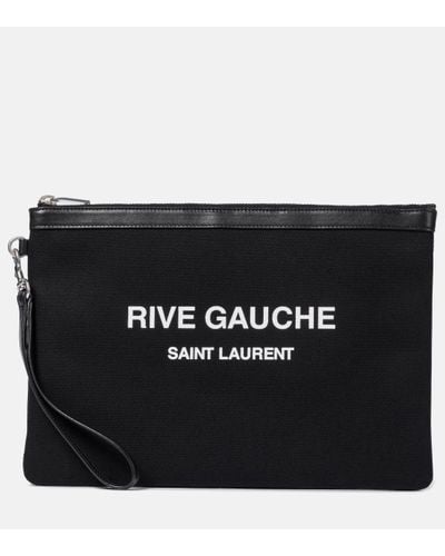 Saint Laurent Rive Gauche Cotton Wristlet - Black