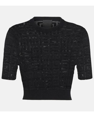 Givenchy Top cropped in jacquard 4G - Nero