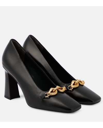 Tory Burch Jessa Leather Court Shoes - Black