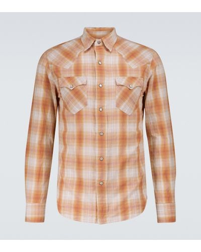 RRL Checked Long-sleeved Cotton Shirt - Brown