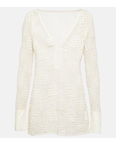 Sir. The Label Rayure Crochet Cotton Minidress - White